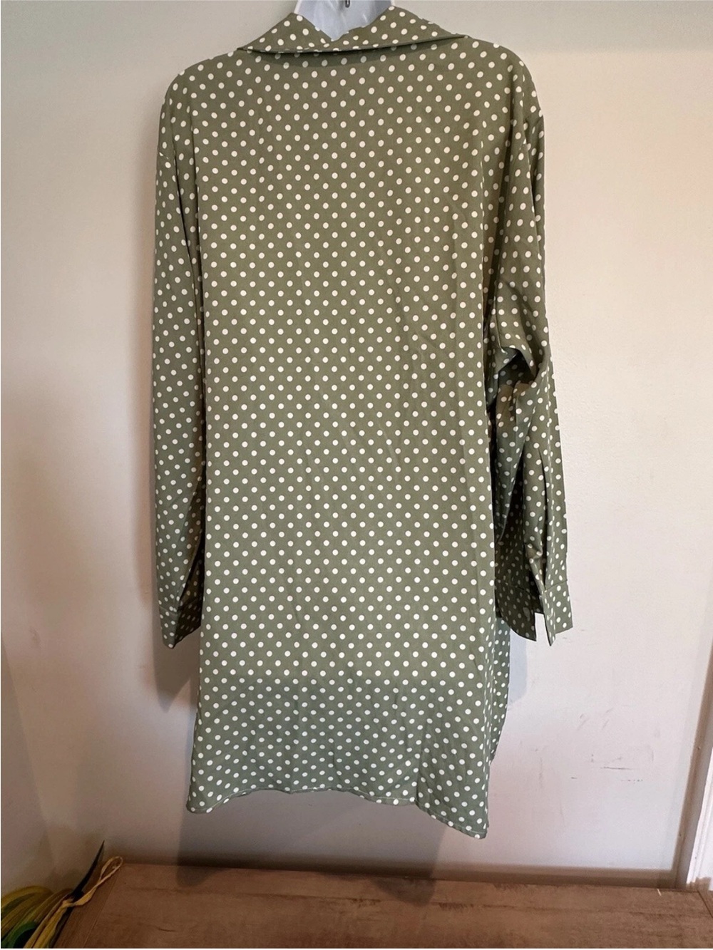 Olive Green Polka Dot women’s Button-Up Shirt - Picture 7 of 10